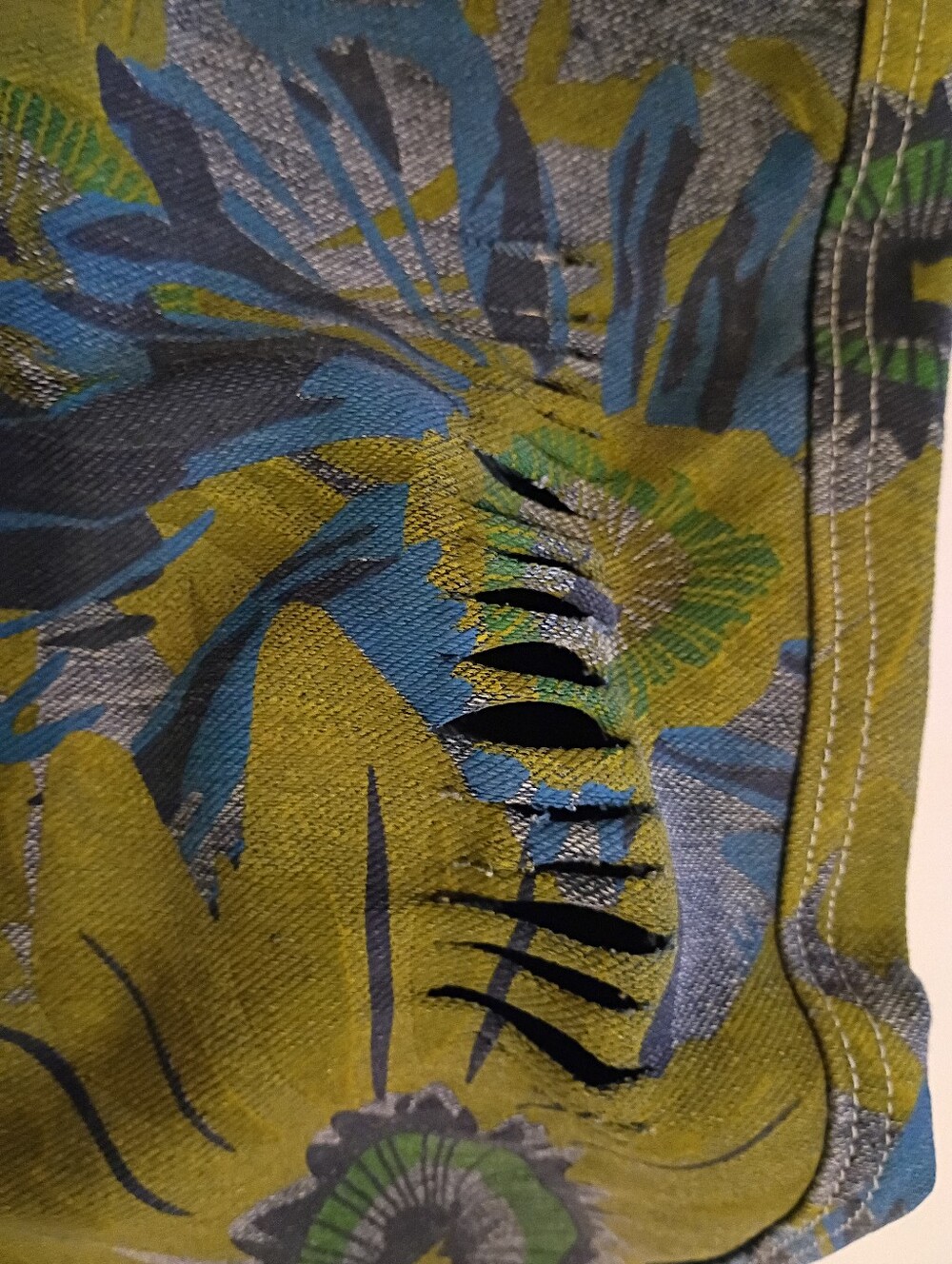 Olive Green & Blue Floral Braided-Strap Overalls Jumpsuit - Picture 4 of 11
